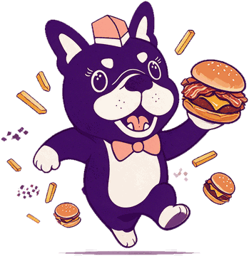 Lupita corriendo con una hamburguesa